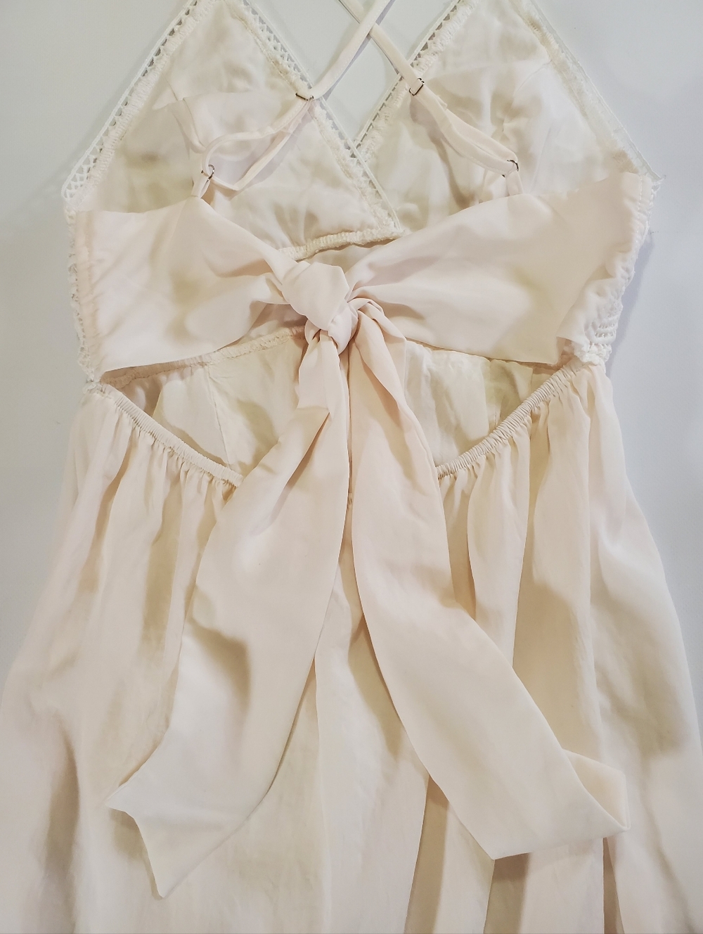 🟢2645 * Umbranded Boho Crochet Lace Ruffle Mini Dress White Pink Size Unknown - Picture 10 of 14
